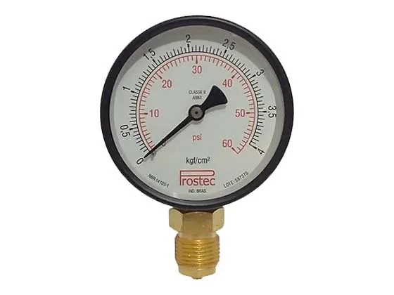 Manômetro Caixa Aço Carbono - Escala Dupla 0 a 60PSI x 4Kg/cm²