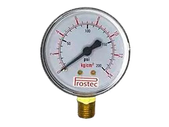 Manômetro Caixa Aço Carbono - Diâmetro 63mm, 200psi x 14 kgs, rosca reta NPT