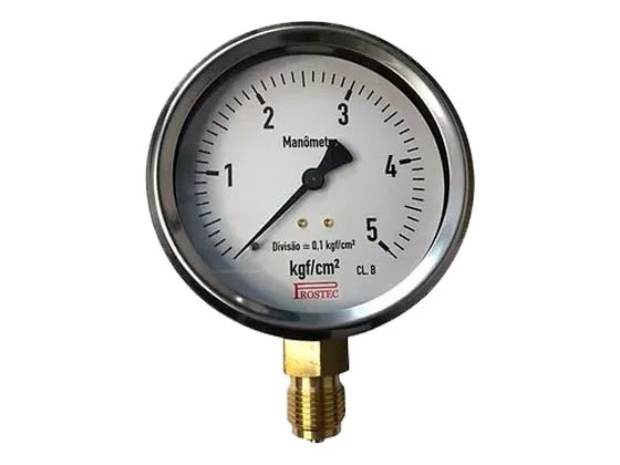 Manômetro caixa Inox Internos em latão.